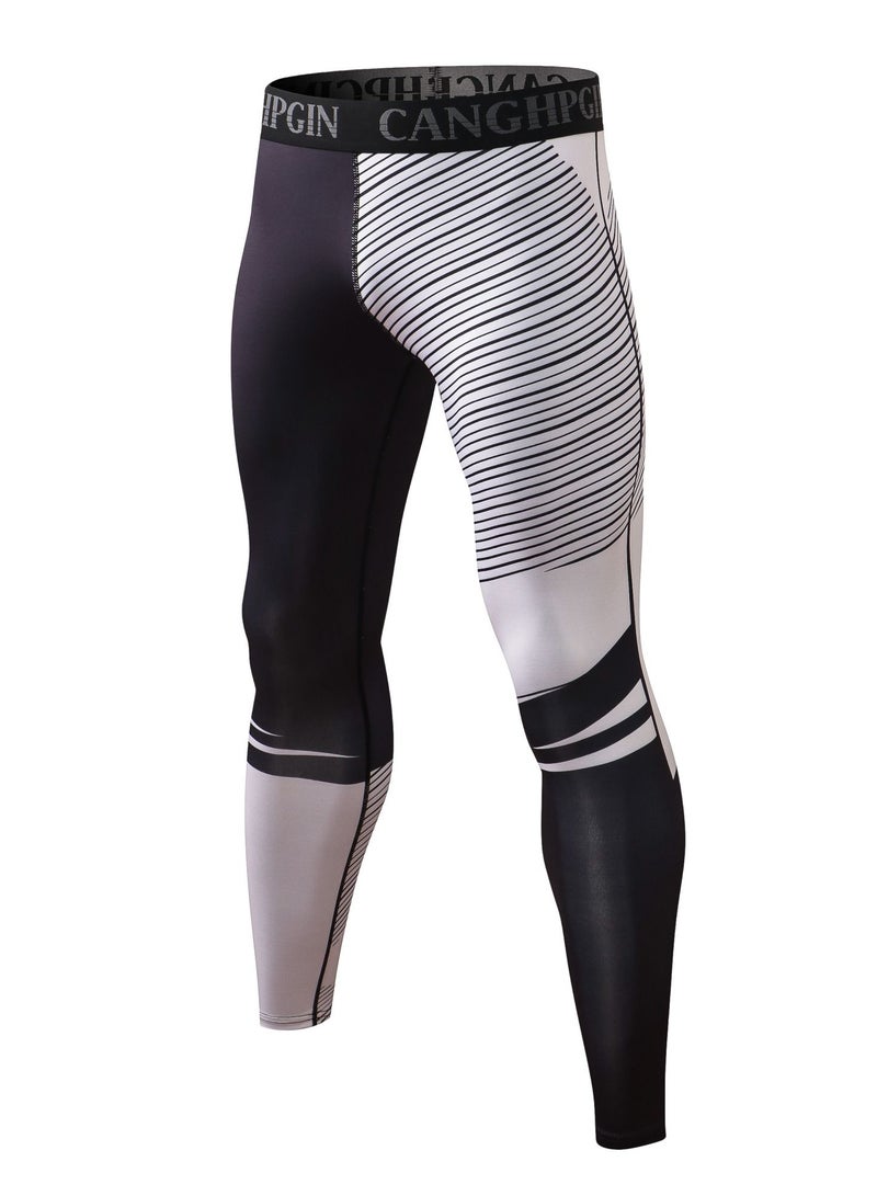 YEL PRO Men Quick Dry Breathable Elastic Trousers Black/White - Image 1