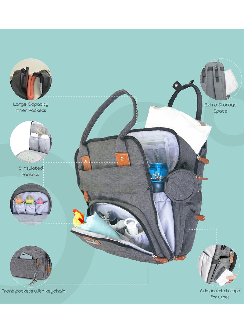 Moon Karyme Diaper Bag Pack With Pacifier Case- Dark Grey - Image 3