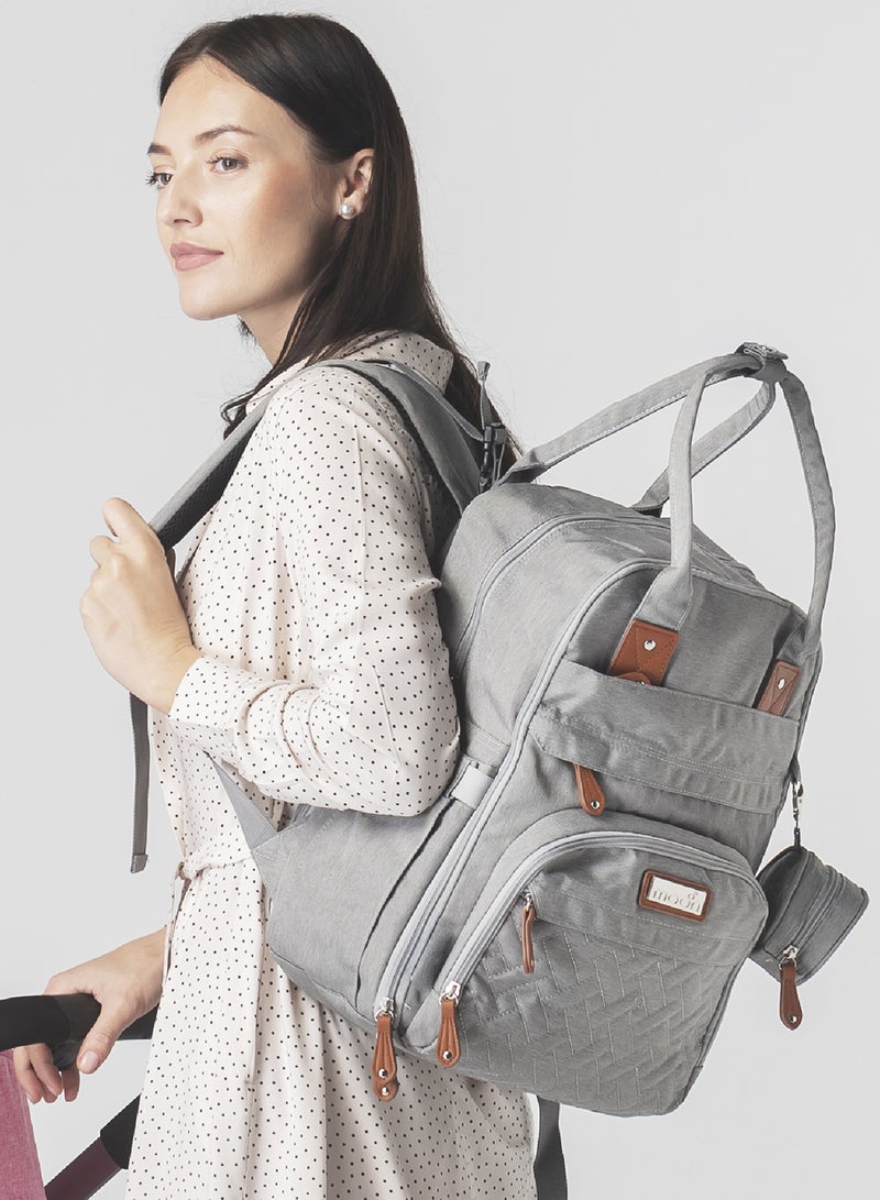 Moon Karyme Diaper Bag Pack With Pacifier Case- Dark Grey - Image 5