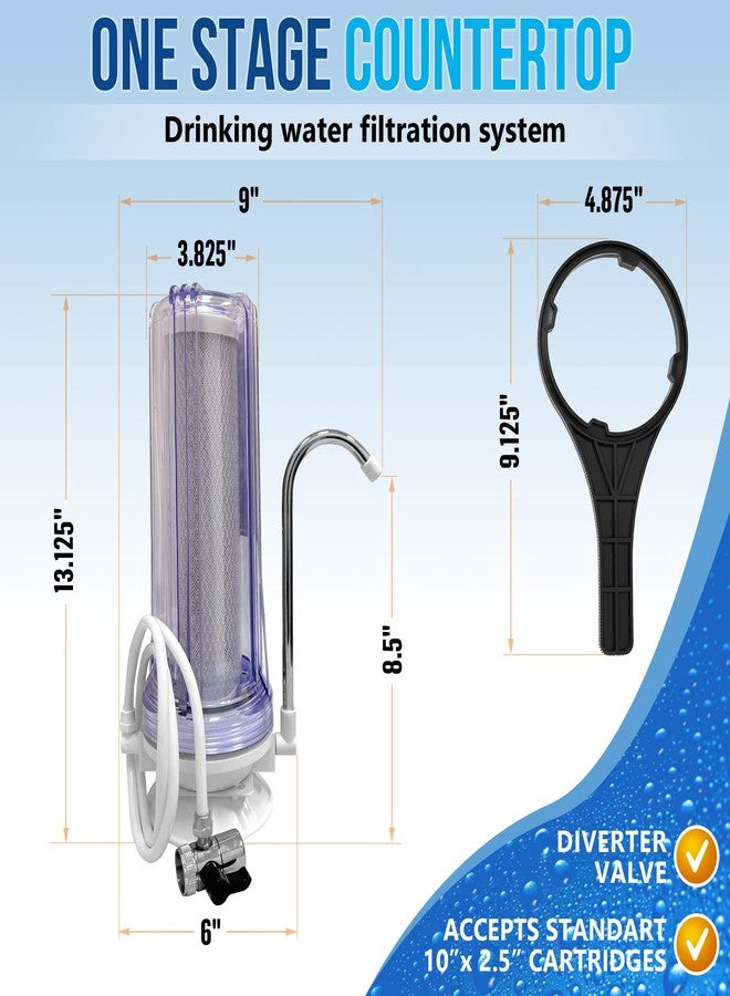Ronaqua One Stage Countertop Drinking Water Filtration System Removes Chlorine, Transparent Housing and Yearly Supply (2 Extra) Block Activated Carbon Cartridges 5 Micron, Meets NSF Standards & Regulations - Image 3