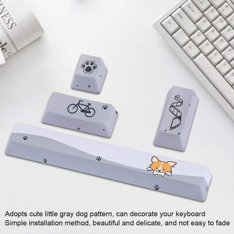 Little Gray Dog Pattern Mechanical Keyboard Keycaps Kit, PTB Keycap Set with Space ESC Enter Numpad Enter for Customizing Gaming or Office Mechanical Keyboard - Image 3