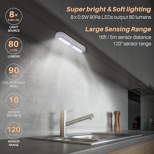 STAR-SPANGLED 3 Pack 7” Motion Sensor Lights Indoor Battery Operated, Stick on LED Light for Closet, Stairs, Under Cabinet, Cool White - Image 2