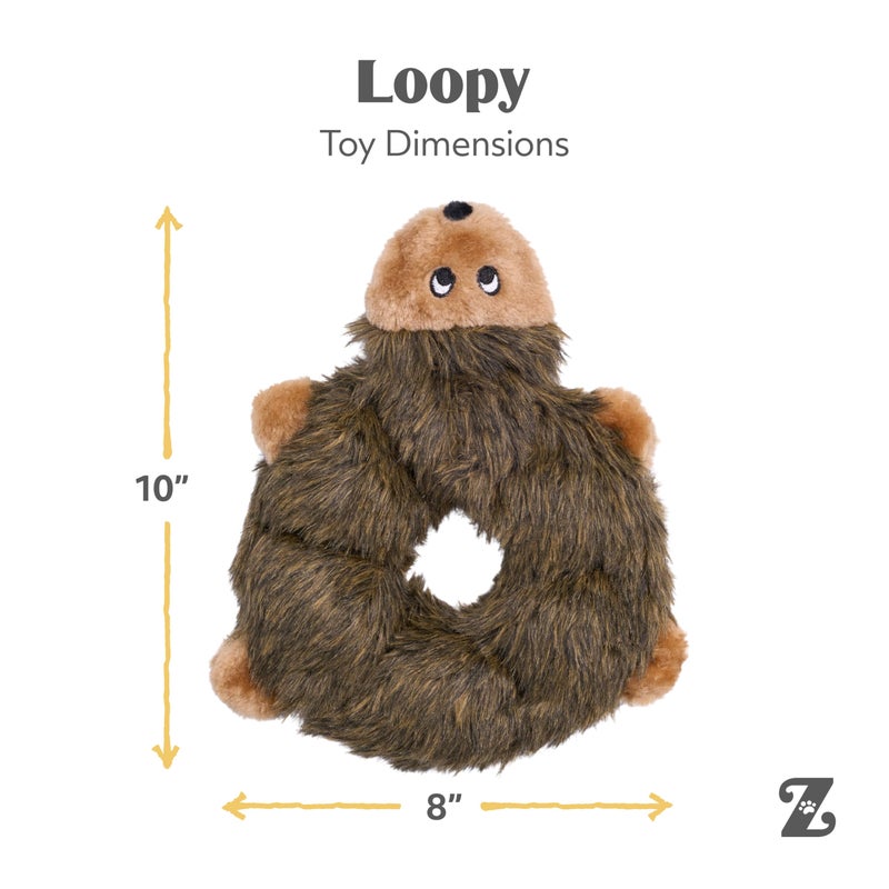 ZippyPaws Loopy - No Stuffing Dog Toys to Keep Them Busy, for Small, Medium, & Large Dogs, Squeaky Pet Toy for Boredom, Unstuffed Chew Toy, Soft Plush Puppy Products, Hedgehog - 10" - Image 5
