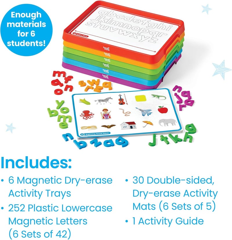 hand2mind hand2mind Alphabet Word Work Small Group Set Lowercase Magnetic Letters Magnetic Letter Trays Phonics Manipulatives Phonemic Awareness Activities Science of Reading Classroom Materials Set of 6 - Image 2