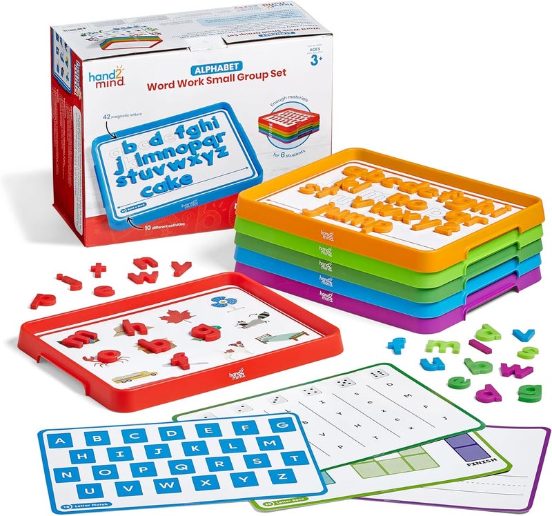 hand2mind hand2mind Alphabet Word Work Small Group Set Lowercase Magnetic Letters Magnetic Letter Trays Phonics Manipulatives Phonemic Awareness Activities Science of Reading Classroom Materials Set of 6 - Image 1