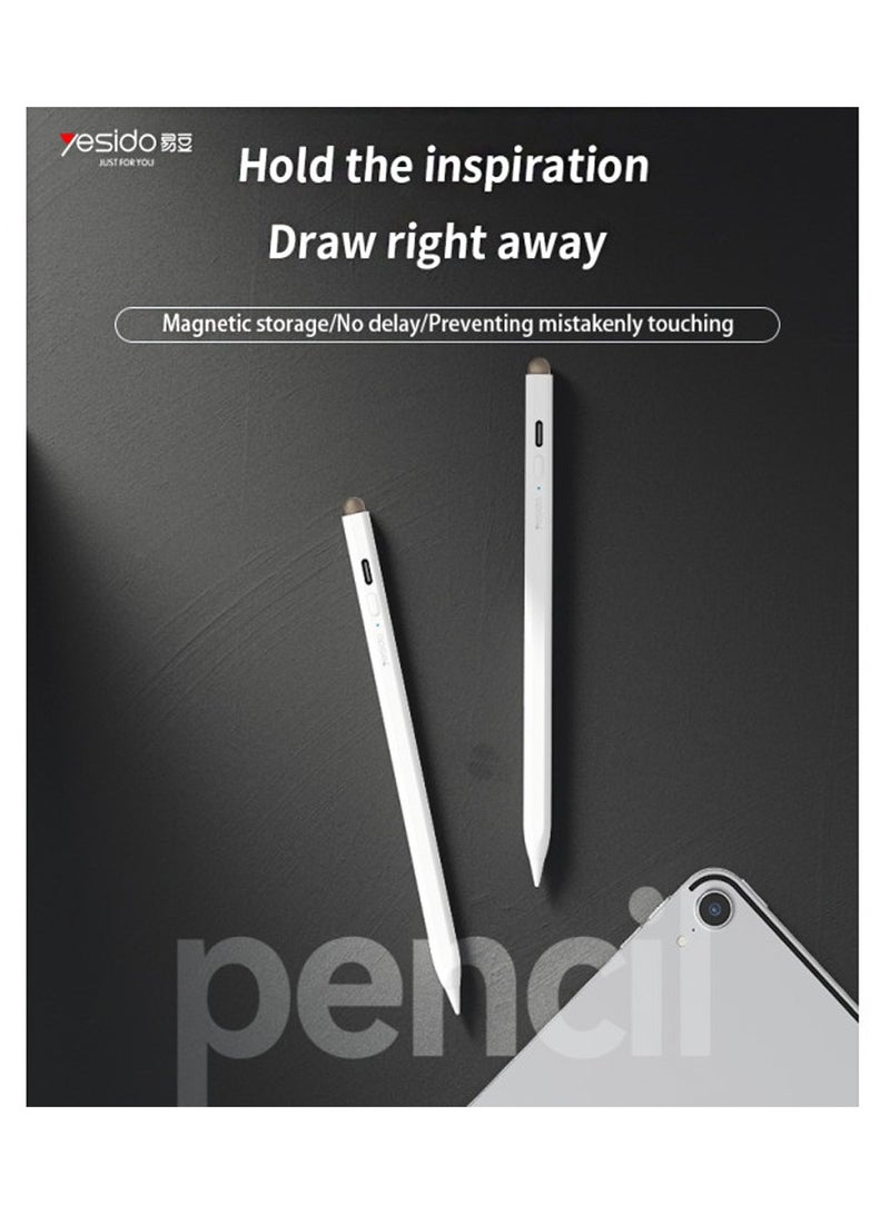 Yesido Yesido ST12 IPad Specific Capacitive Pen Aluminum Tablet Active Stylus Pen For Ipad - White  - Image 2