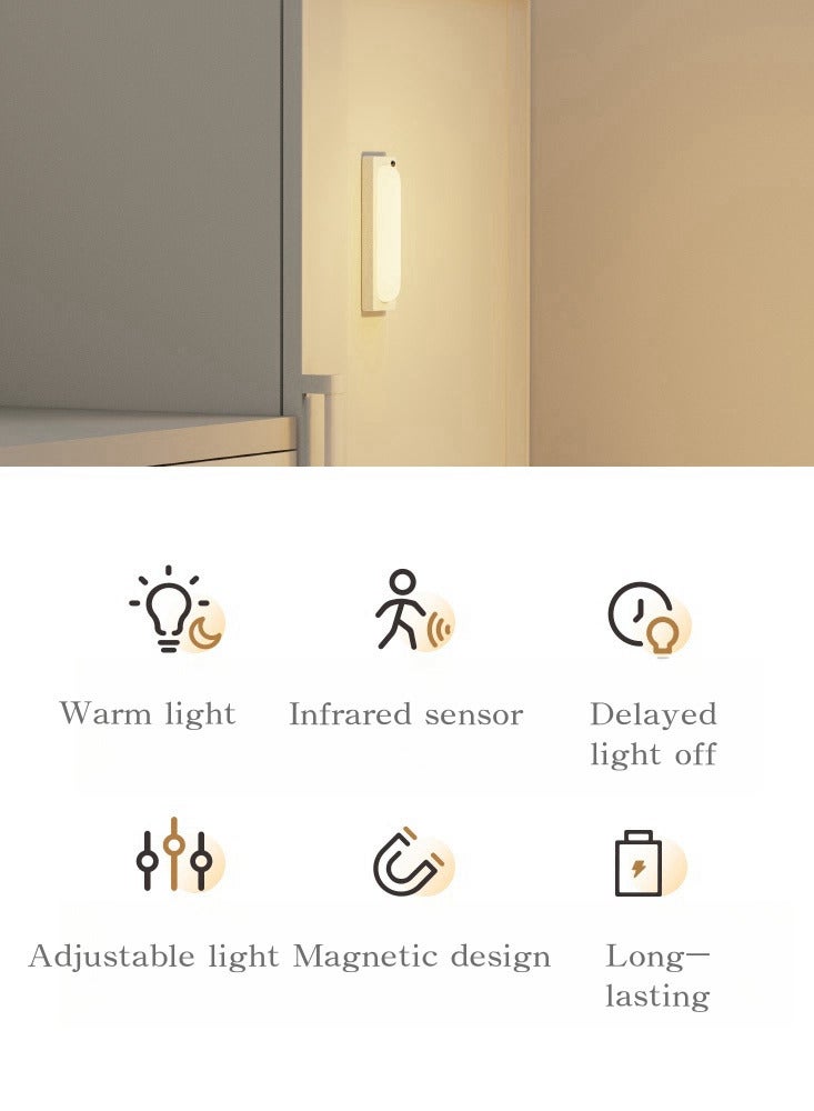 حِرَاس مصباح مستشعر LED ذكي، مصباح LED بمستشعر لاسلكي قابل لإعادة الشحن، مصباح خزانة خزانة المكتب، ضوء مستشعر لدرج ممر الحمام  - Image 3