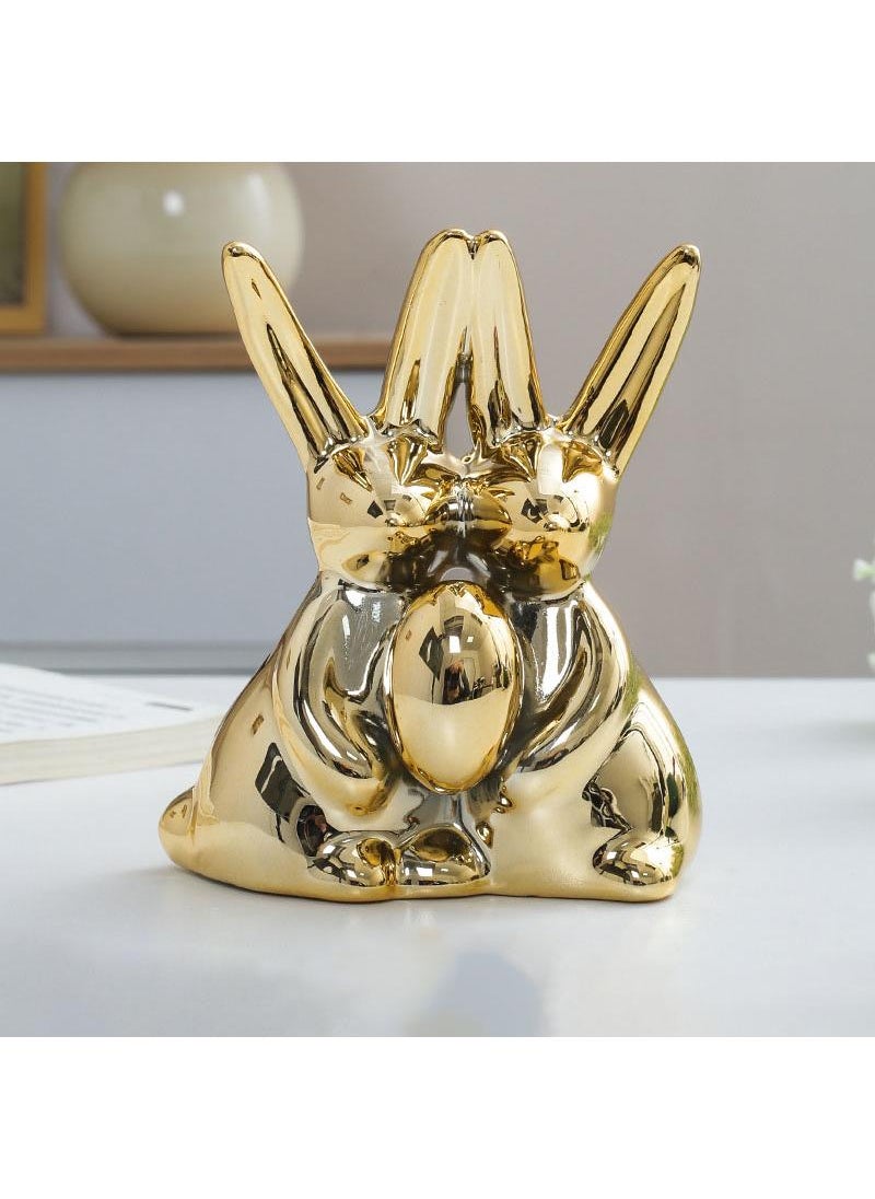 Y&D Ceramic Rabbit Wine Cabinet Decoration Light Luxury High-end Entrance Living Room TV Cabinet Ornaments Home Art Decoration-Golden Egg 