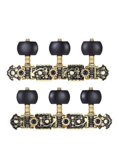 2 Pcs (L&R) Classical Guitar Tuning Peg Gold And Black Plated Acoustic Guitar Machine Heads 1 : 14 Tuning Keys Knobs String Tuners (Aos-020Hv3P)