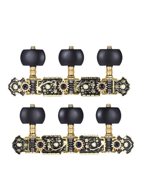 2 Pcs (L&R) Classical Guitar Tuning Peg Gold And Black Plated Acoustic Guitar Machine Heads 1 : 14 Tuning Keys Knobs String Tuners (Aos-020Hv3P)