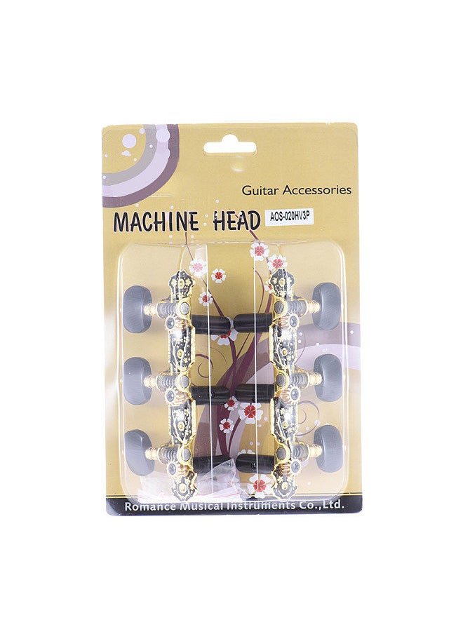 Generic - 2 Pcs (L&R) Classical Guitar Tuning Peg Gold And Black Plated Acoustic Guitar Machine Heads 1 : 14 Tuning Keys Knobs String Tuners (Aos-020Hv3P) - Image 1