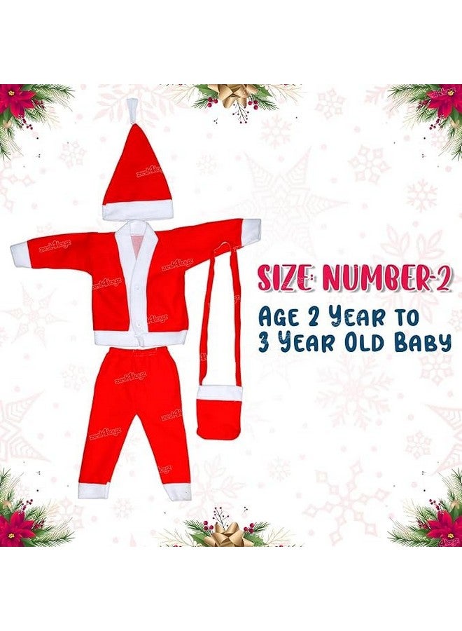 Zest 4 Toyz Zest 4 Toyz Synthetic Woven Santa Claus Dress For Kids Christmas Costume Dress With Jacket Pant Cap Goggles Beard And Pouch Santa Dress For Boys And Girls - Age 2 To 3 Years Old, Red  - Image 3