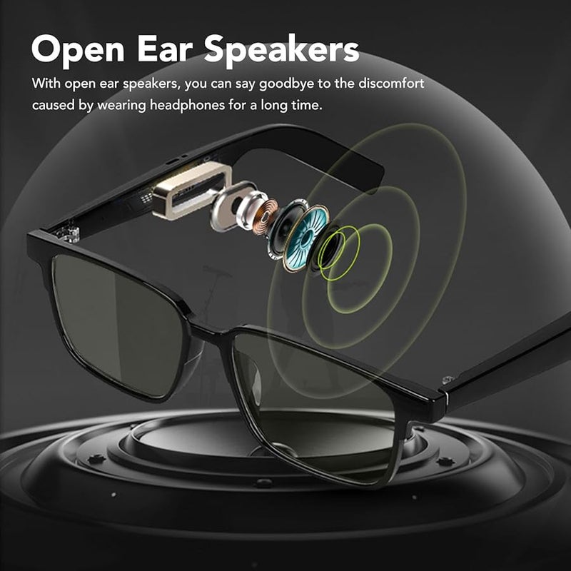 Smart Glasses with Polarized Night Lens Open Ear Speaker Dual Microphones Voice Control BT 5 3 Unisex - Image 4