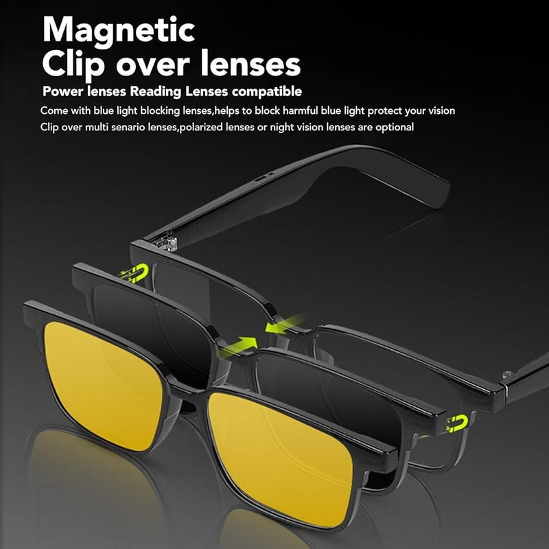 Smart Glasses with Polarized Night Lens Open Ear Speaker Dual Microphones Voice Control BT 5 3 Unisex - Image 3