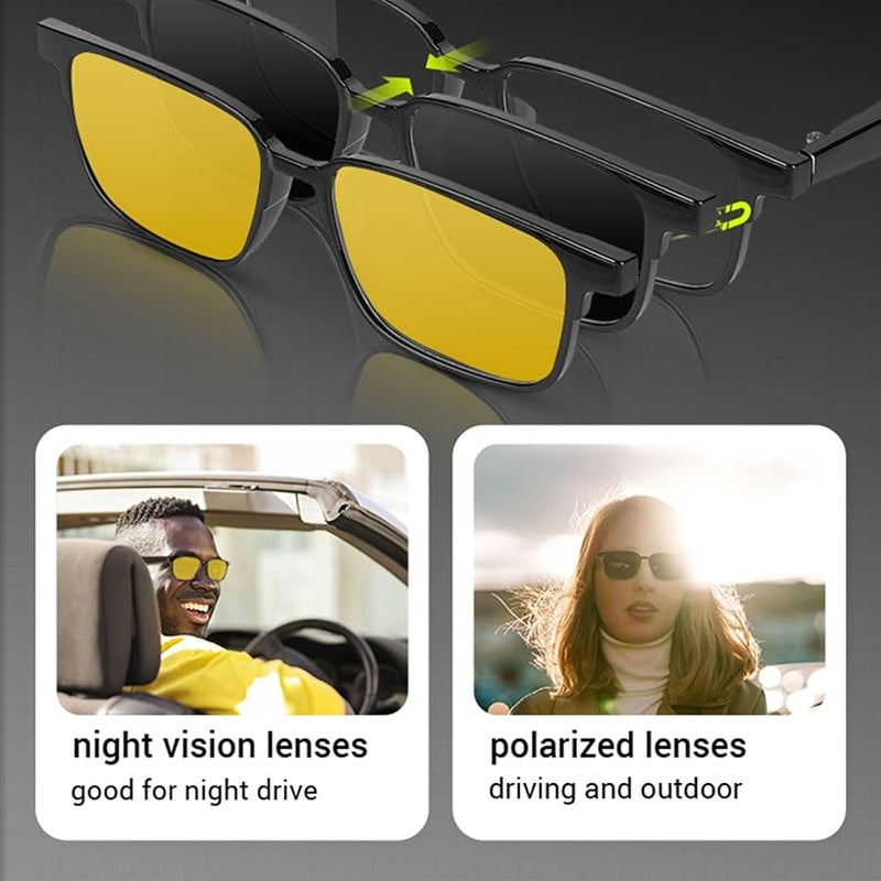 Smart Glasses with Polarized Night Lens Open Ear Speaker Dual Microphones Voice Control BT 5 3 Unisex - Image 5