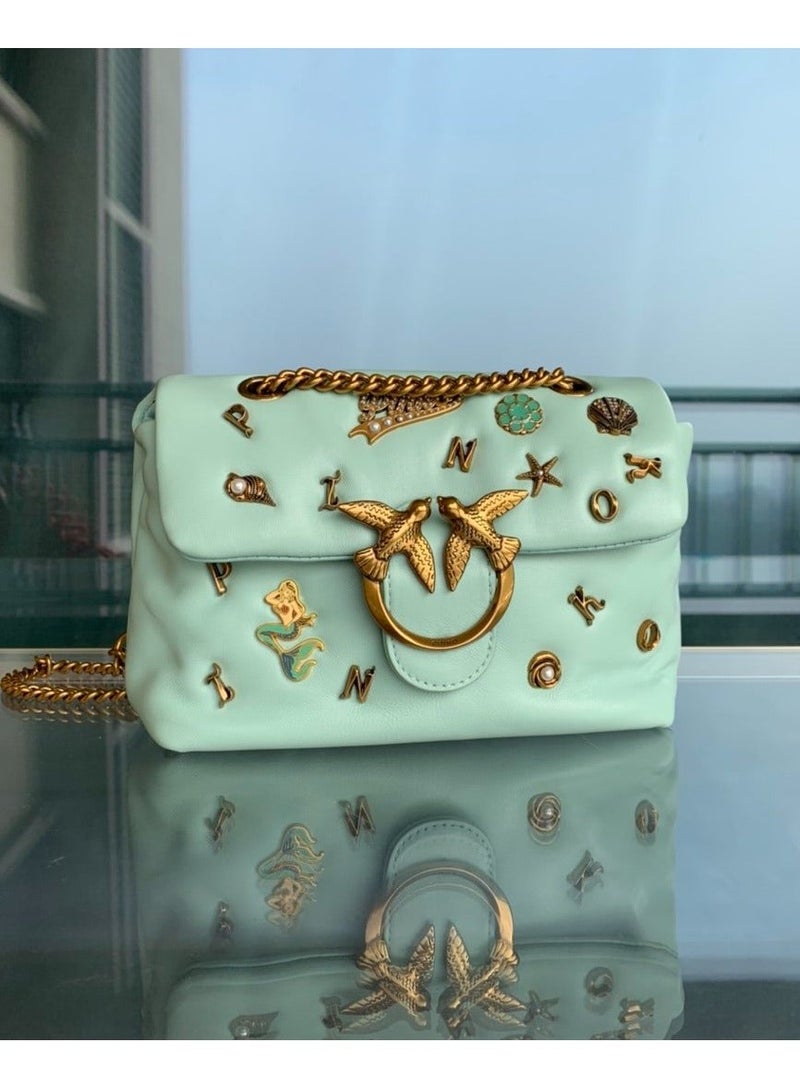 PINKO حقيبة كتف عبر الجسم بشارة سلسلة من بينكو 22*16*5 سم - Image 1