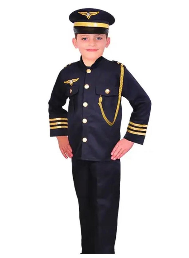 Toy Land Kids Pilot Costume Set with Hat – Airline Captain Role Play Fancy Dress Outfit for Boys  of age 10 to 11 years - Image 2
