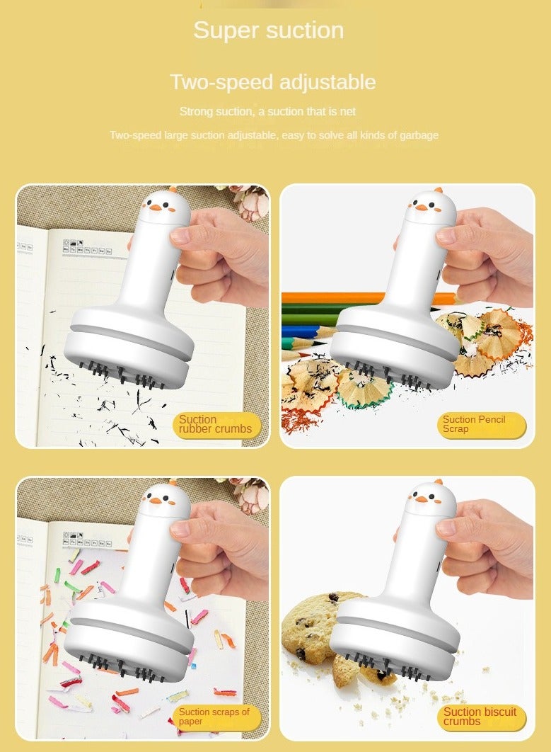 Desktop Cartoon vacuum cleaner mini portable handheld USB rechargeable suction rubber shavings, Dust, Hairs, Suitable for School ,Home, Office,Computer, Keyboard, Car,Piano - Image 3