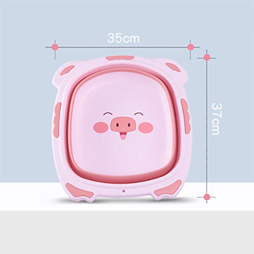 IRIS Portable Baby Washbasin Foldable Silicone Washbasin Foldable Travel Baby Care Cartoon Graphics (Small) (Pink) - Image 2