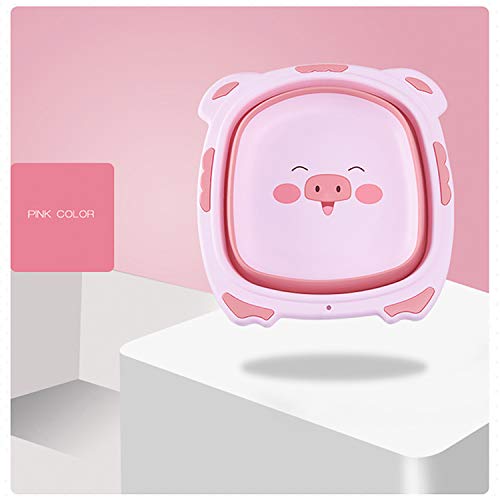 IRIS Portable Baby Washbasin Foldable Silicone Washbasin Foldable Travel Baby Care Cartoon Graphics (Small) (Pink) - Image 3