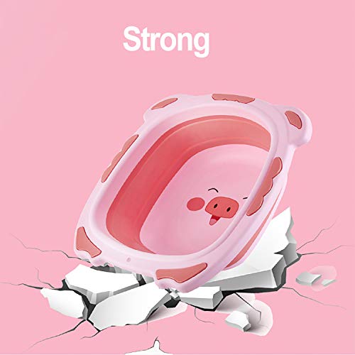 IRIS Portable Baby Washbasin Foldable Silicone Washbasin Foldable Travel Baby Care Cartoon Graphics (Small) (Pink) - Image 4