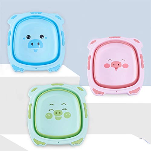 IRIS Portable Baby Washbasin Foldable Silicone Washbasin Foldable Travel Baby Care Cartoon Graphics (Small) (Pink) - Image 5