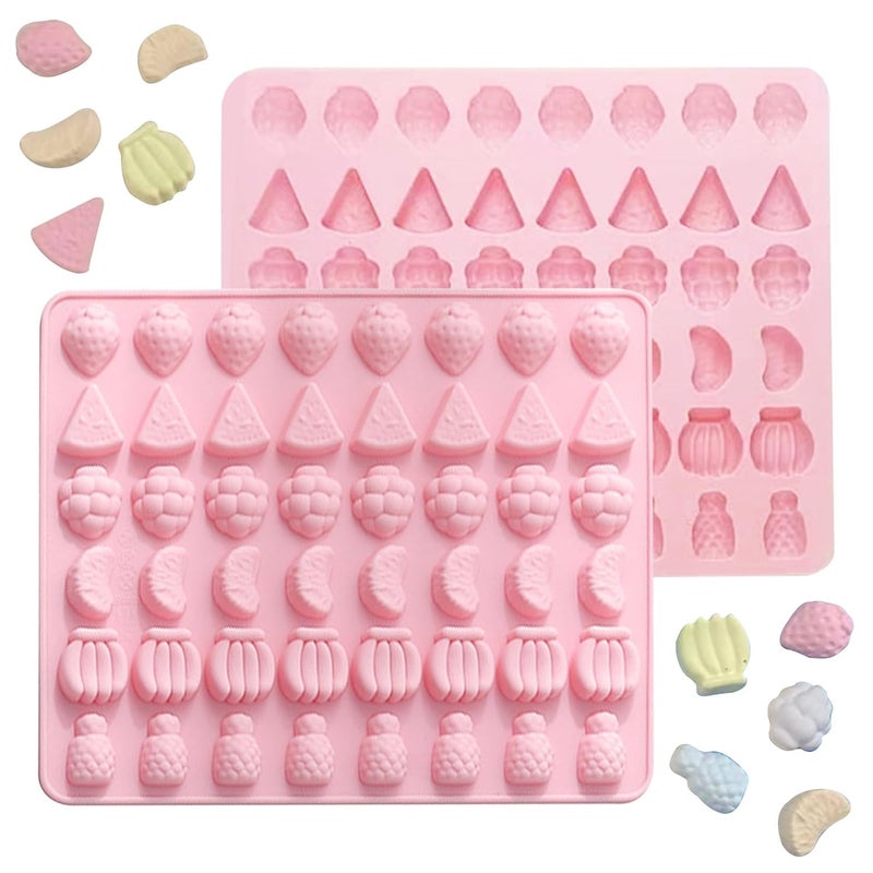 Skytail 48 Slot Fruit Silicone Mould Mini Strawberry Pineapple Grapes Banana Orange Shape Fruit Gummy Molds Baking Chocolate Candy Cake Decoration Cupcake Topper Gummy Jelly Clay Wax Melts Mold - Image 1