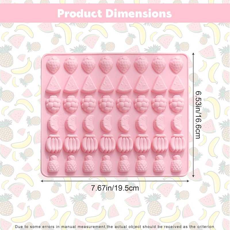Skytail 48 Slot Fruit Silicone Mould Mini Strawberry Pineapple Grapes Banana Orange Shape Fruit Gummy Molds Baking Chocolate Candy Cake Decoration Cupcake Topper Gummy Jelly Clay Wax Melts Mold - Image 2