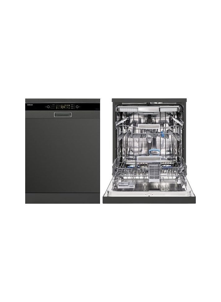 Ocean Ocean Dishwasher 60cm, Capacity 15 Persons, 8 Programs, Country of Origin Turkey, Dark Stainless Steel ODP815VXBN  - Image 2