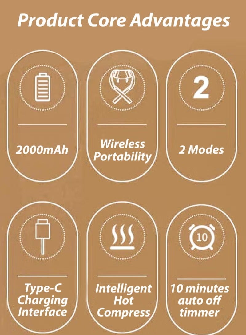 مدلك كهربائي محمول للرقبة والكتف شياتسو مع تخفيف الحرارة ونقاط الوخز المستهدفة تدليك 6D رأس تدليك كبير جدًا مثالي لتخفيف الألم واسترخاء العضلات والإجهاد وقابل لإعادة الشحن مع النوع C - Image 3