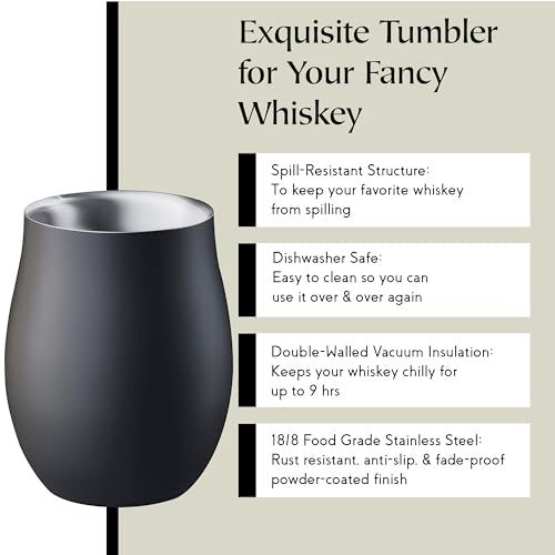 Sipworks Insulated Whiskey Tumbler - 8 oz Stainless Steel Bourbon Lowball Tumbler with Double Walled Vacuum Insulation - Spill Resistant Cocktail Nosing Glass Mug | Travel & Parties - Mahogany - Image 3