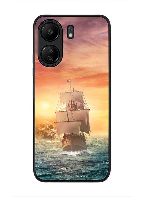 Rugged Black Edge Case for Xiaomi Redmi 13C 4G, Slim fit Soft Case Flexible Rubber Edges Anti Drop TPU Gel Thin Cover - Skull Island