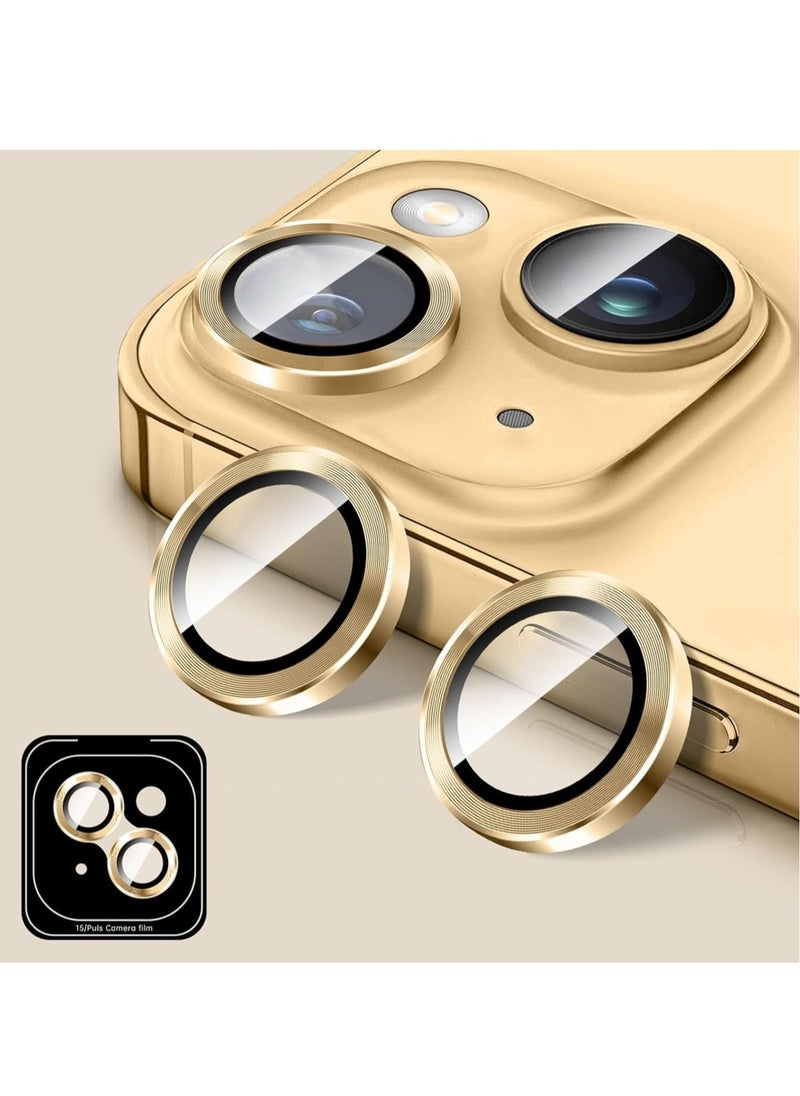 Raxoom "Gold Camera Lens Protector for iPhone 16/16 Plus â€“ Tempered Glass Cover with Automatic Alignment Metal Rings and HD Anti-Scratch Protection" - Image 1