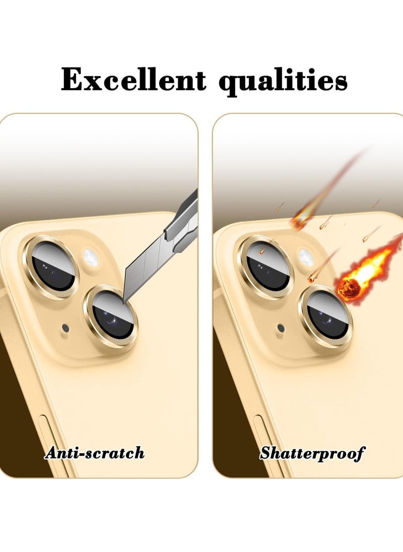 Raxoom "Gold Camera Lens Protector for iPhone 16/16 Plus â€“ Tempered Glass Cover with Automatic Alignment Metal Rings and HD Anti-Scratch Protection" - Image 4