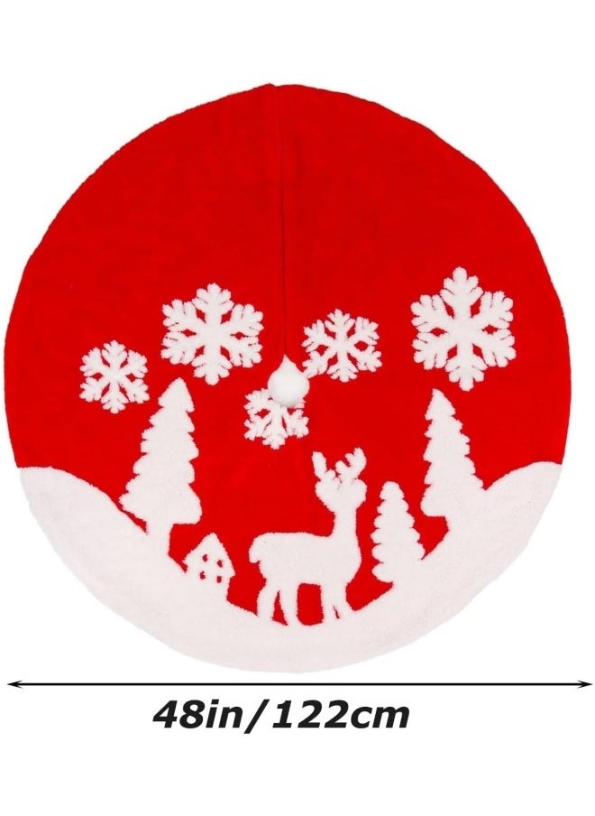 CCOVERY Christmas Tree Skirt 120cm Large White Red Faux Fur Xmas Tree Skirt  - Image 5