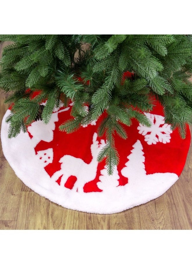 CCOVERY Christmas Tree Skirt 120cm Large White Red Faux Fur Xmas Tree Skirt  - Image 4