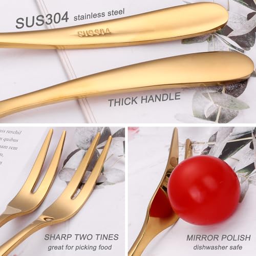 Mafier 5.51-inch Gold Fruit Forks For Charcuterie Board Service,18/10 Stainless Steel Dessert Tasting Mini Cocktail Appetizer Forks,Dishwasher Safe (Set of 12) - Image 4