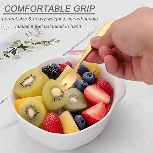Mafier 5.51-inch Gold Fruit Forks For Charcuterie Board Service,18/10 Stainless Steel Dessert Tasting Mini Cocktail Appetizer Forks,Dishwasher Safe (Set of 12) - Image 5