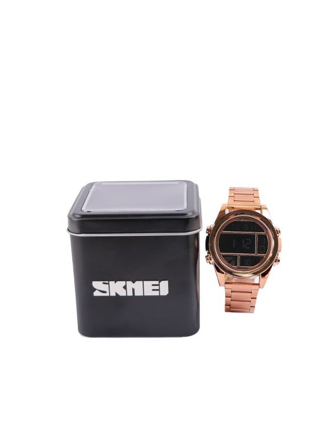 SKMEI Skmei Men’s Casual Digital Watch - Rose Gold Band Stainless Steel Band  - Image 3