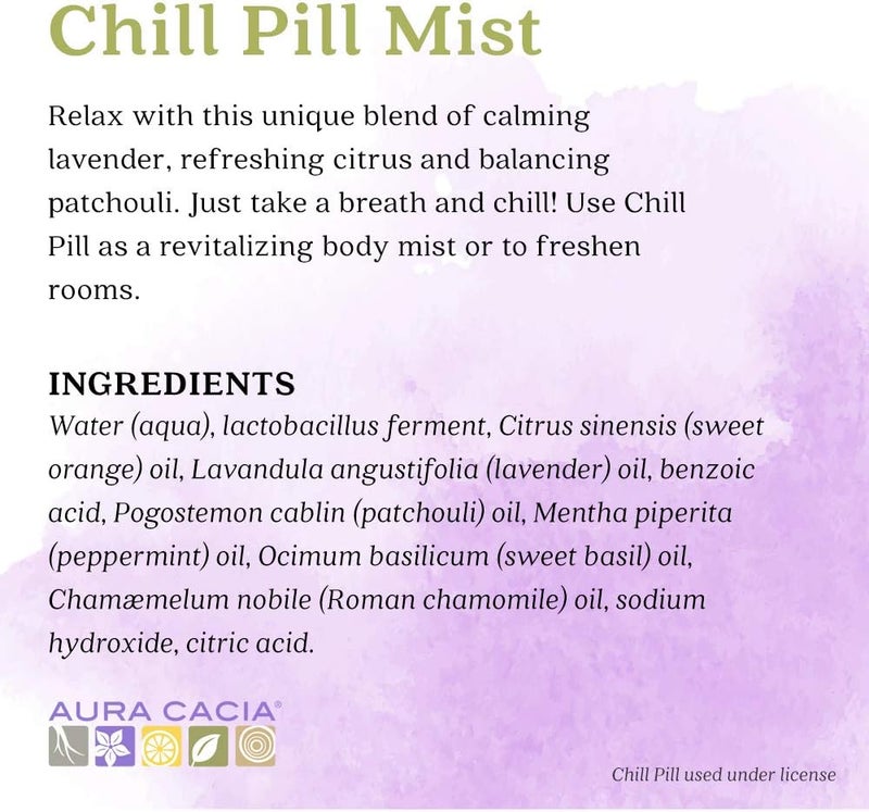 Aura Cacia Chill Pill Aromatherapy Mist - Calming Essential Oil Spray, 2 fl oz (59 ml) - Image 4