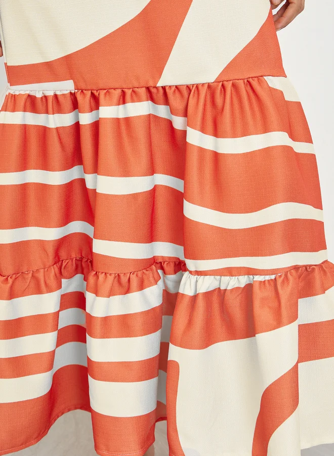 Styli  Square Neck Printed Shift Maxi Dress for Women | Best Price UAE