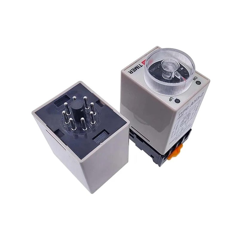 مرحل توقيت AH3-2 AC/DC عالمي غرزة سميكة مؤقت تأخير تشغيل الطاقة AH3-3 نطاق ضبط 0.1 ثانية-60 دقيقة مع قاعدة DC12V24V AC220V (AH3-2 0-3 ثواني) - Image 3