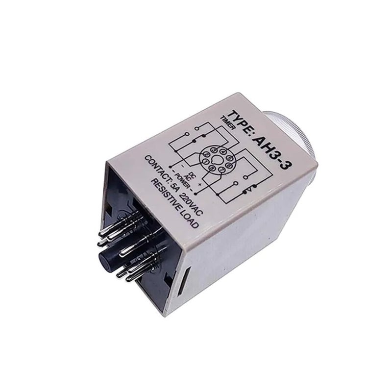 مرحل توقيت AH3-2 AC/DC عالمي غرزة سميكة مؤقت تأخير تشغيل الطاقة AH3-3 نطاق ضبط 0.1 ثانية-60 دقيقة مع قاعدة DC12V24V AC220V (AH3-2 0-3 ثواني) - Image 5
