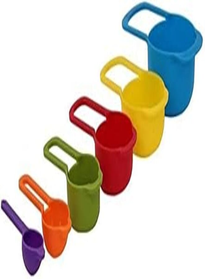 OR Plastic Measuring Cups and Spoons 6 Pcs Set, Multi color, 2017-152