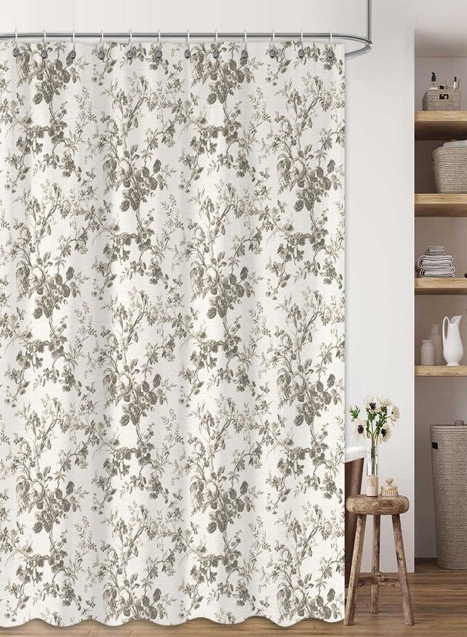 iTapnoom Vintage Botanical Shower Curtain, French Country Floral Toile Bathroom Decor, Waterproof Fabric with Hooks, 72 x 72 Inch - Image 3