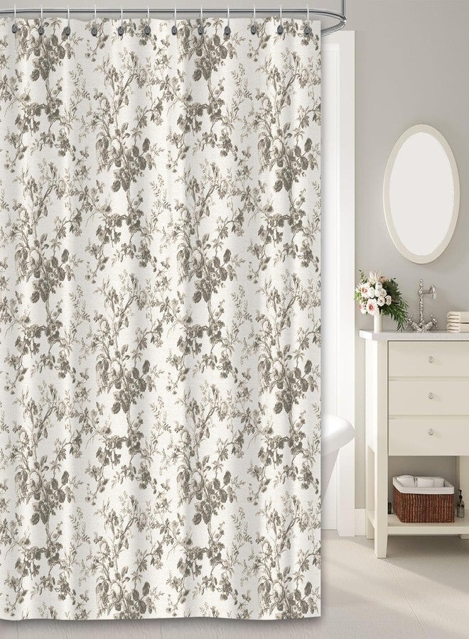 iTapnoom Vintage Botanical Shower Curtain, French Country Floral Toile Bathroom Decor, Waterproof Fabric with Hooks, 72 x 72 Inch - Image 1