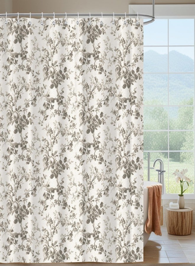 iTapnoom Vintage Botanical Shower Curtain, French Country Floral Toile Bathroom Decor, Waterproof Fabric with Hooks, 72 x 72 Inch - Image 4