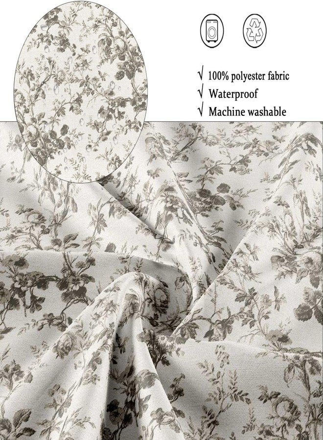 iTapnoom Vintage Botanical Shower Curtain, French Country Floral Toile Bathroom Decor, Waterproof Fabric with Hooks, 72 x 72 Inch - Image 5