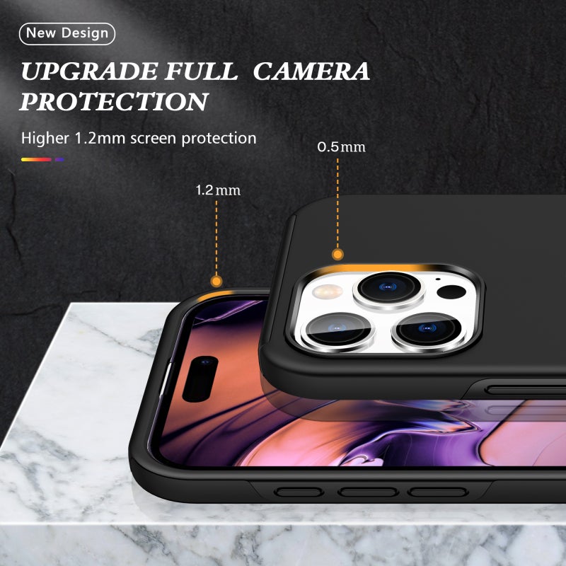 HuHa Protective Cover For iPhone 16 Pro PC + TPU Magnetic Phone Case with Invisible Ring Holder(Black) - Image 5