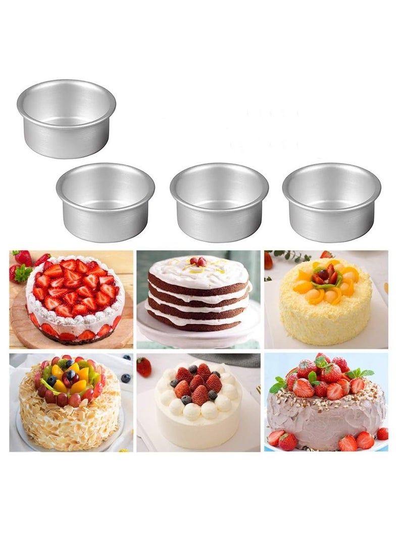 Mmmon 4 Pcs 4 Inch Round Cake Pan,Non-Stick Cake Baking Pans with Removable Bottom,Aluminum Cheesecake Pan Chiffon Cake Mould - Image 3